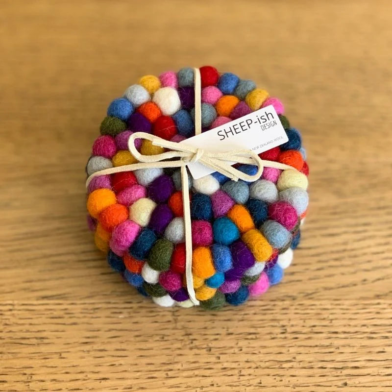 Felt Ball Coasters - set of 4 - Rainbow | SHEEP-ish