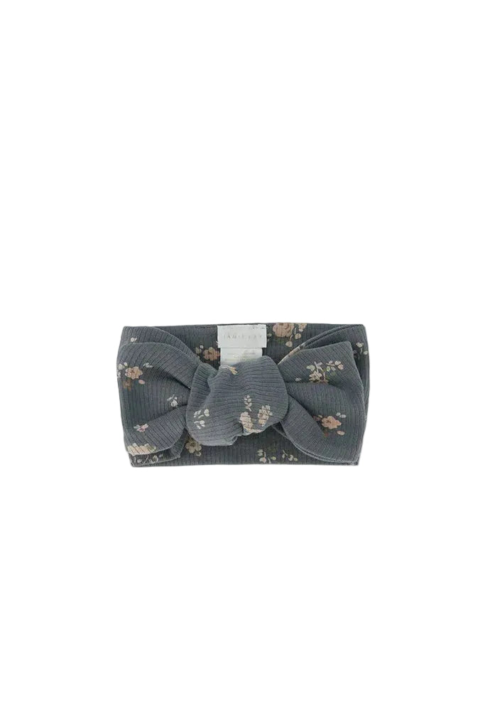 Organic Cotton Fine Rib Headband - Petite Fleur Lava Smoke | Jamie Kay