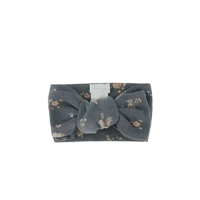 Organic Cotton Fine Rib Headband - Petite Fleur Lava Smoke | Jamie Kay