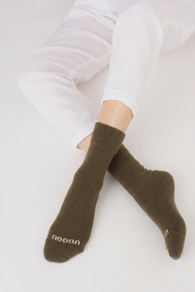 Yan Possum Merino Wool Socks - Military Olive | Nooan