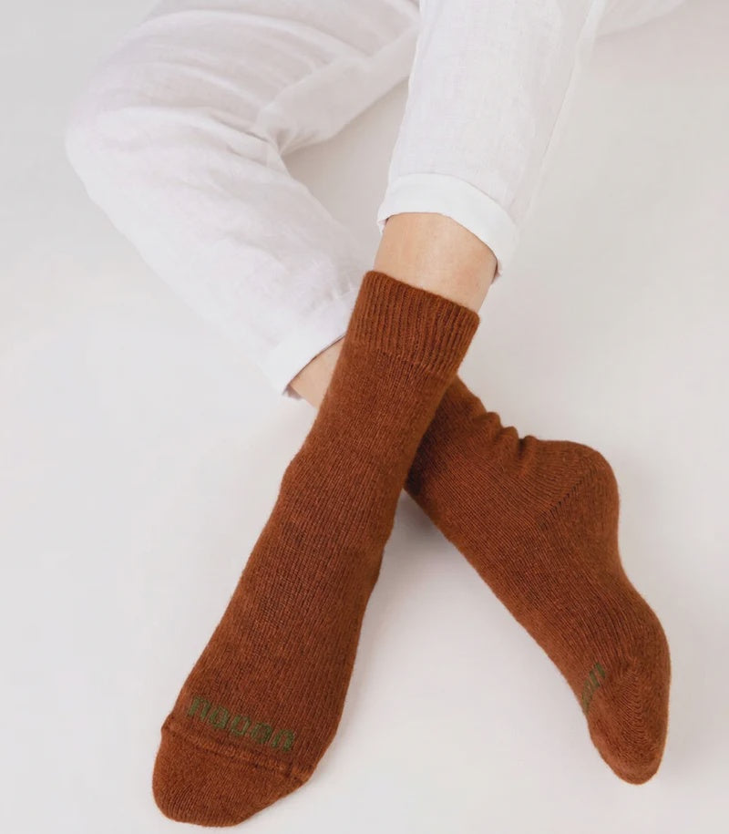 Piha Possum Merino Wool Socks - Leather Brown | Nooan