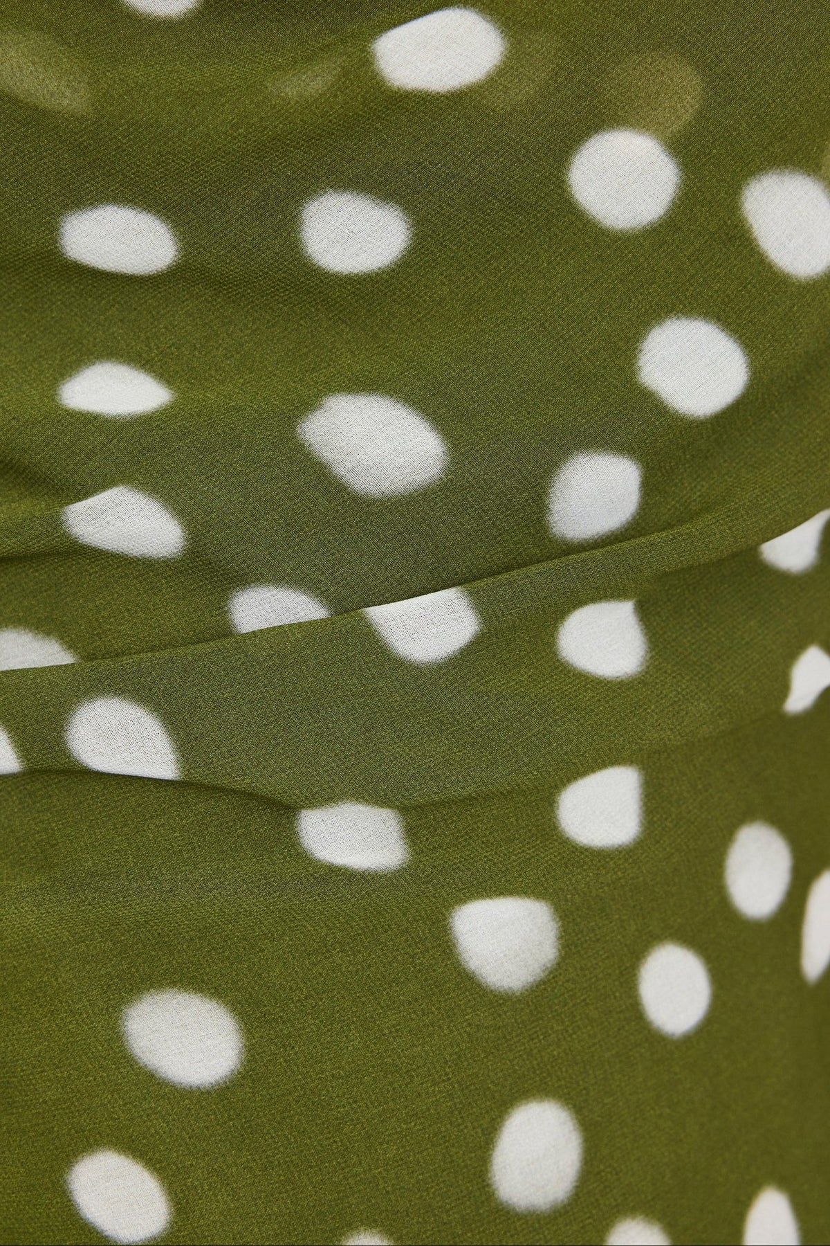 Fruitful Olive Polka Dot Georgette Tie Back Bias Slip Top | Georgia Zoe