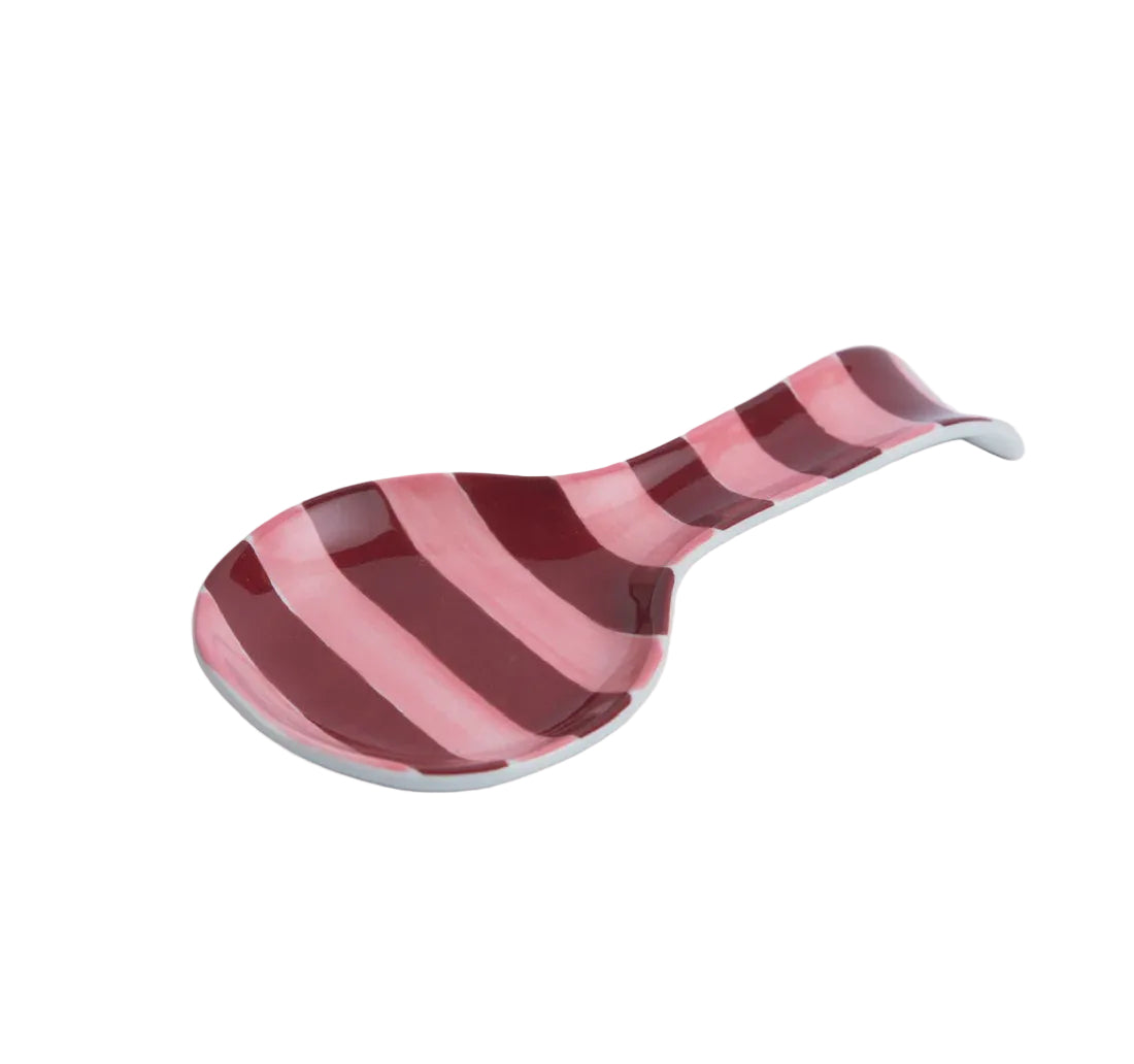 Ceramic Spoon Rest - Pink & Burgundy Stripe | Noss & Co