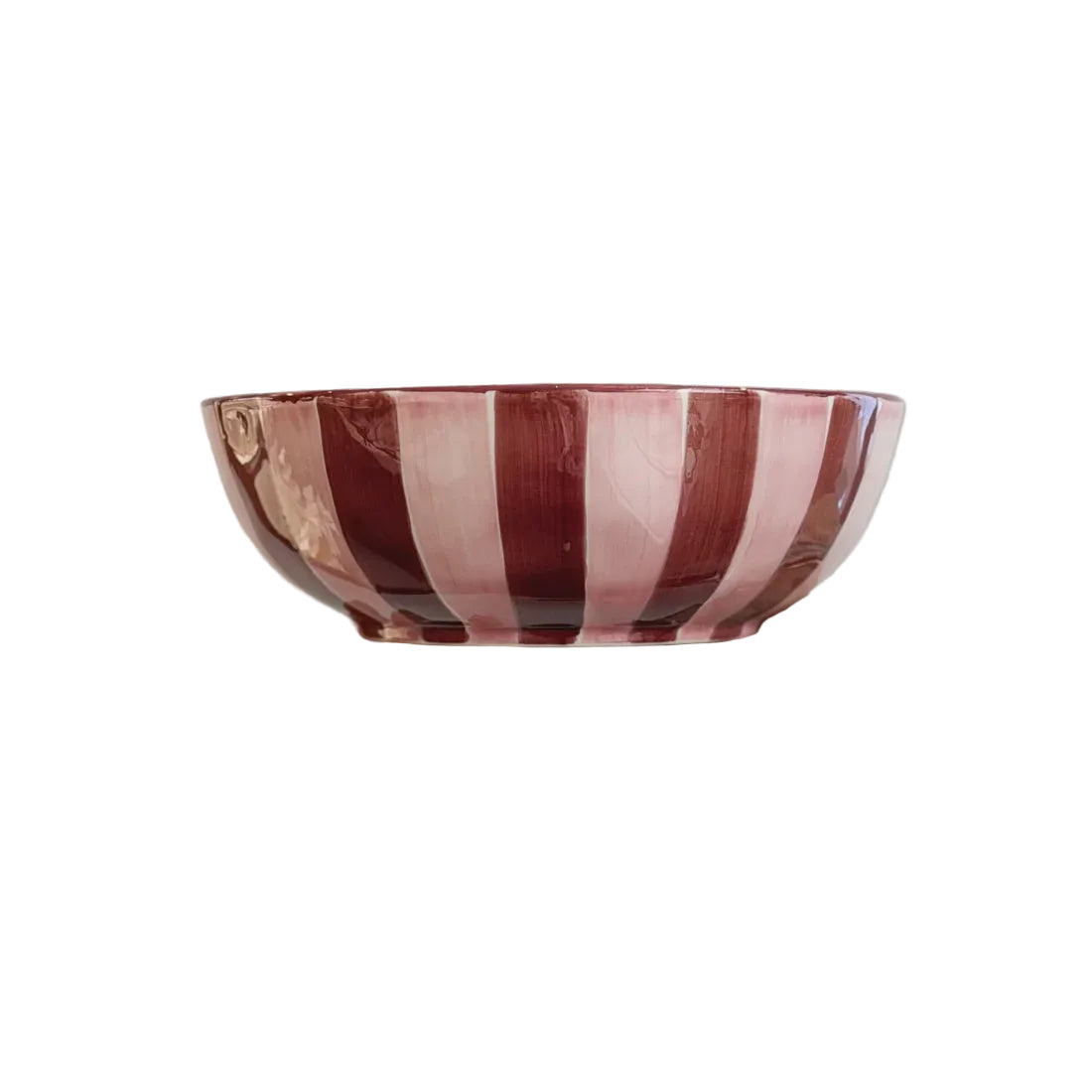 Ceramic Salad Bowl - Pink & Burgundy Stripe | Noss & Co