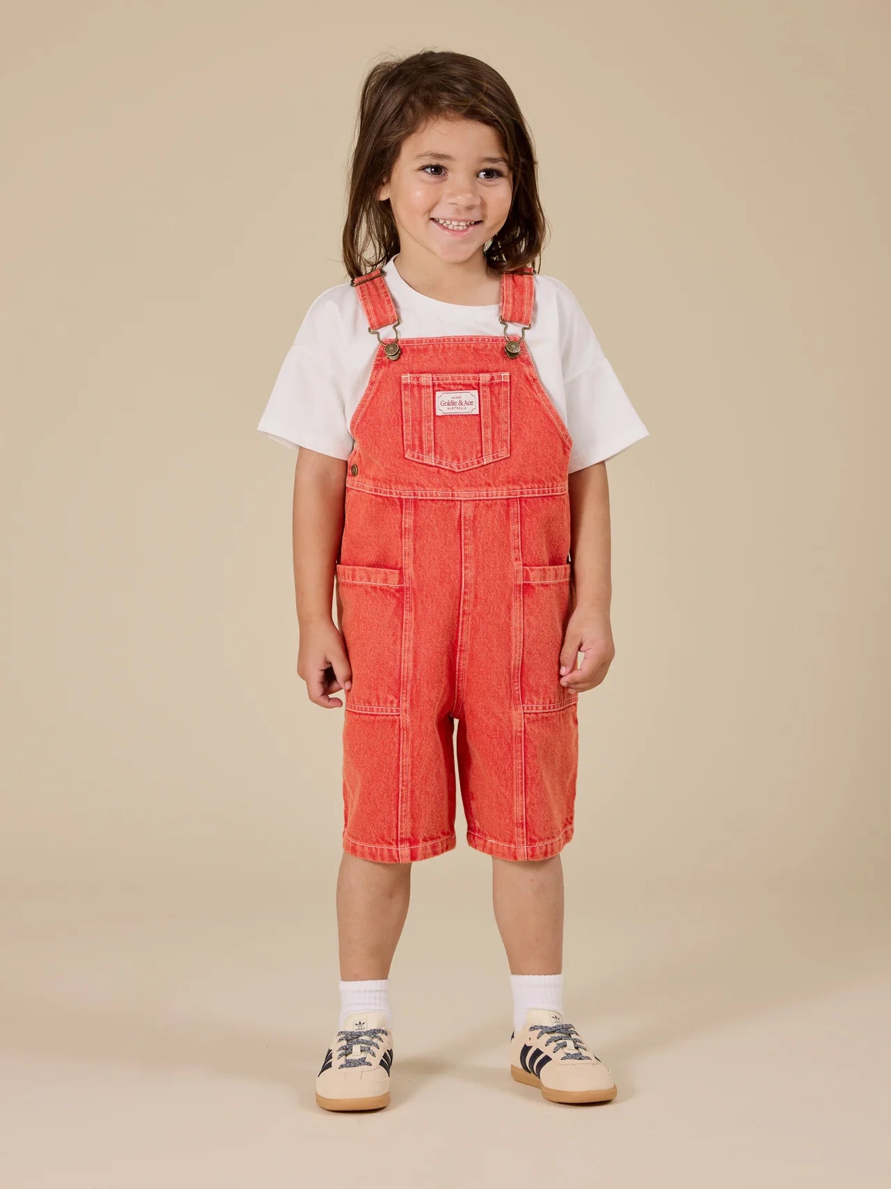Burton Vintage Washed Denim Pocket Overalls || Apple Red | Goldie and Ace