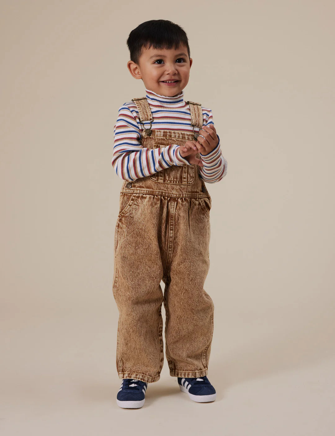 AUSTIN VINTAGE WASHED DENIM OVERALLS BROWN | Goldie + Ace