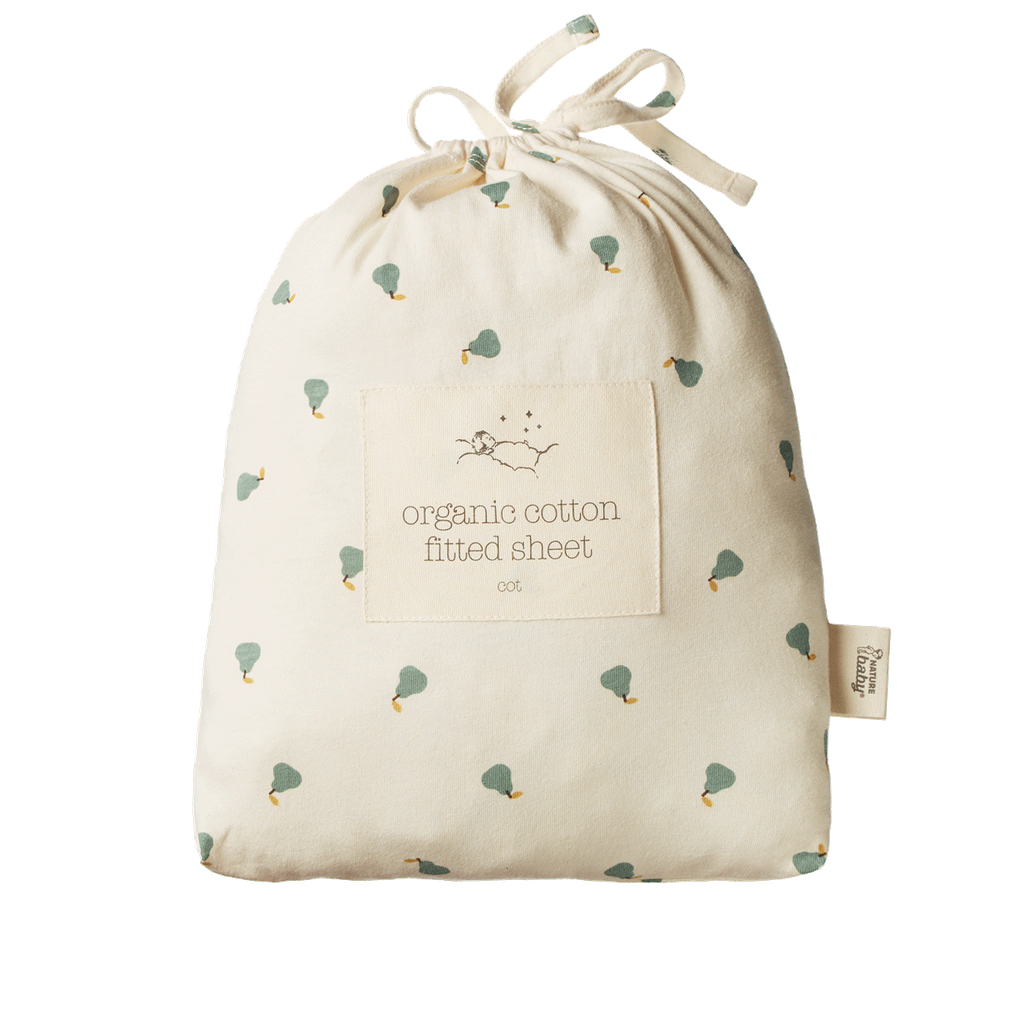 FITTED SHEET JERSEY - Petite Pear Print - Bassinet | Nature Baby