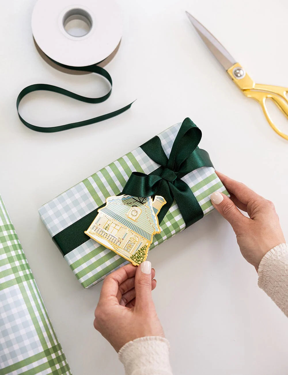 Gift Wrap Roll 3m - Nordic Blue Check | Bespoke Letterpress