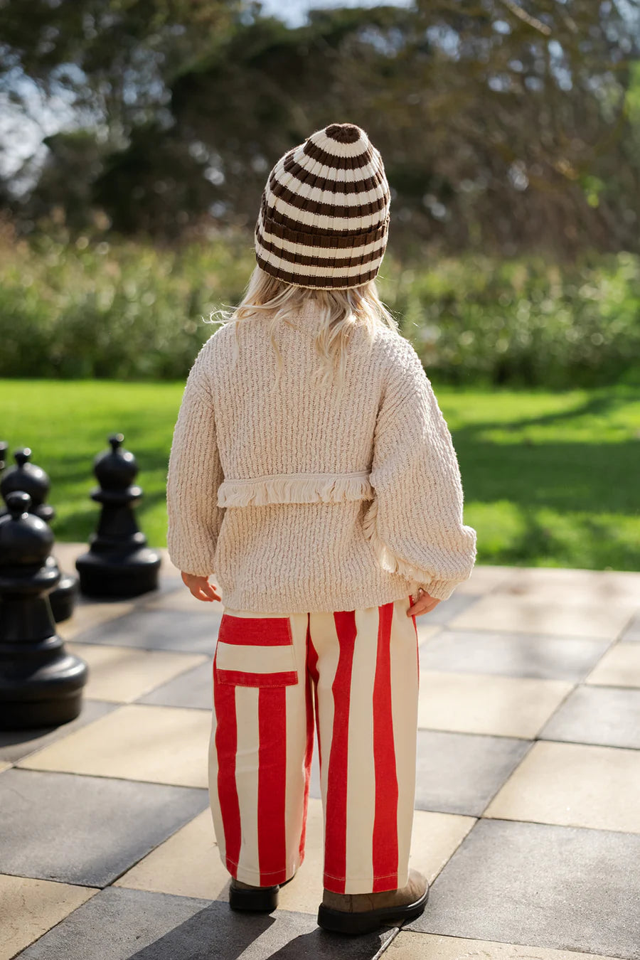 Organic Striped Pixie Rib Beanie - Espresso | Grown