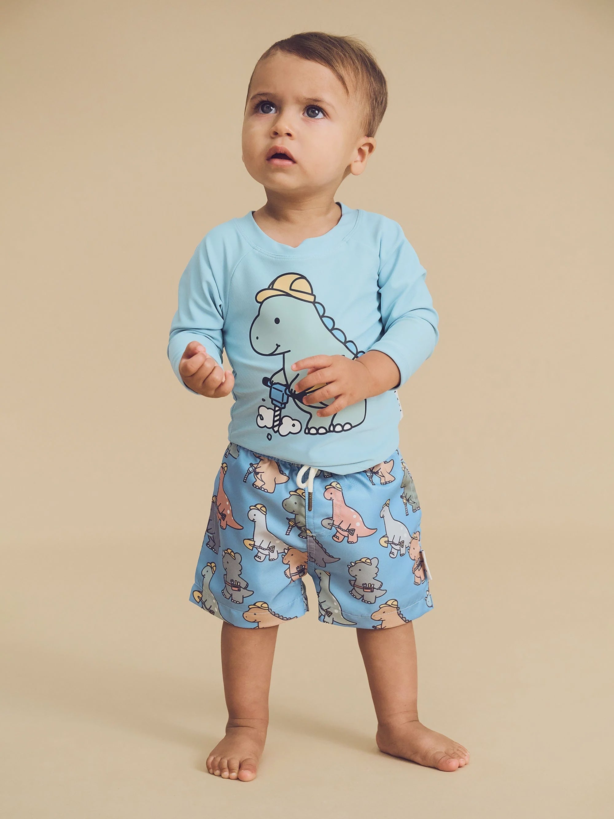 CONSTRUCTION DINO RASHGUARD | Huxbaby