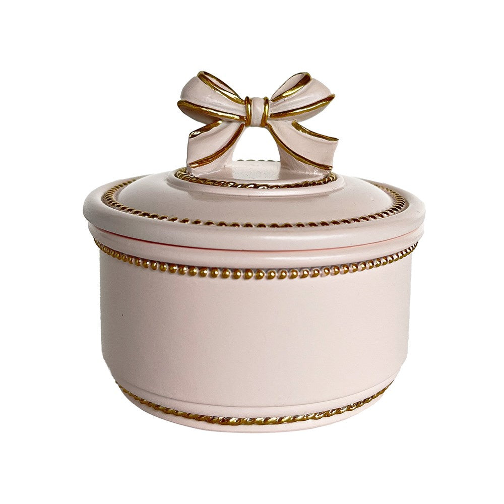 Pink & Gold Ribbon Trinket Box | Linens & More