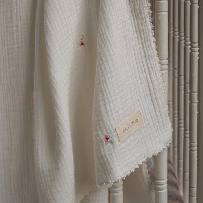Embroidered Muslin Blanket | Avery Row