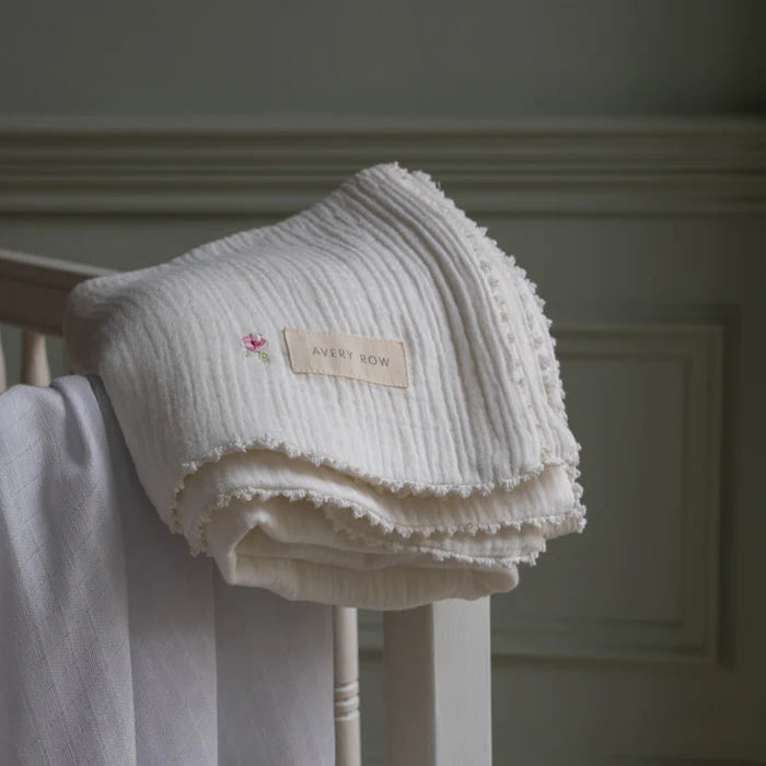 Embroidered Muslin Blanket | Avery Row