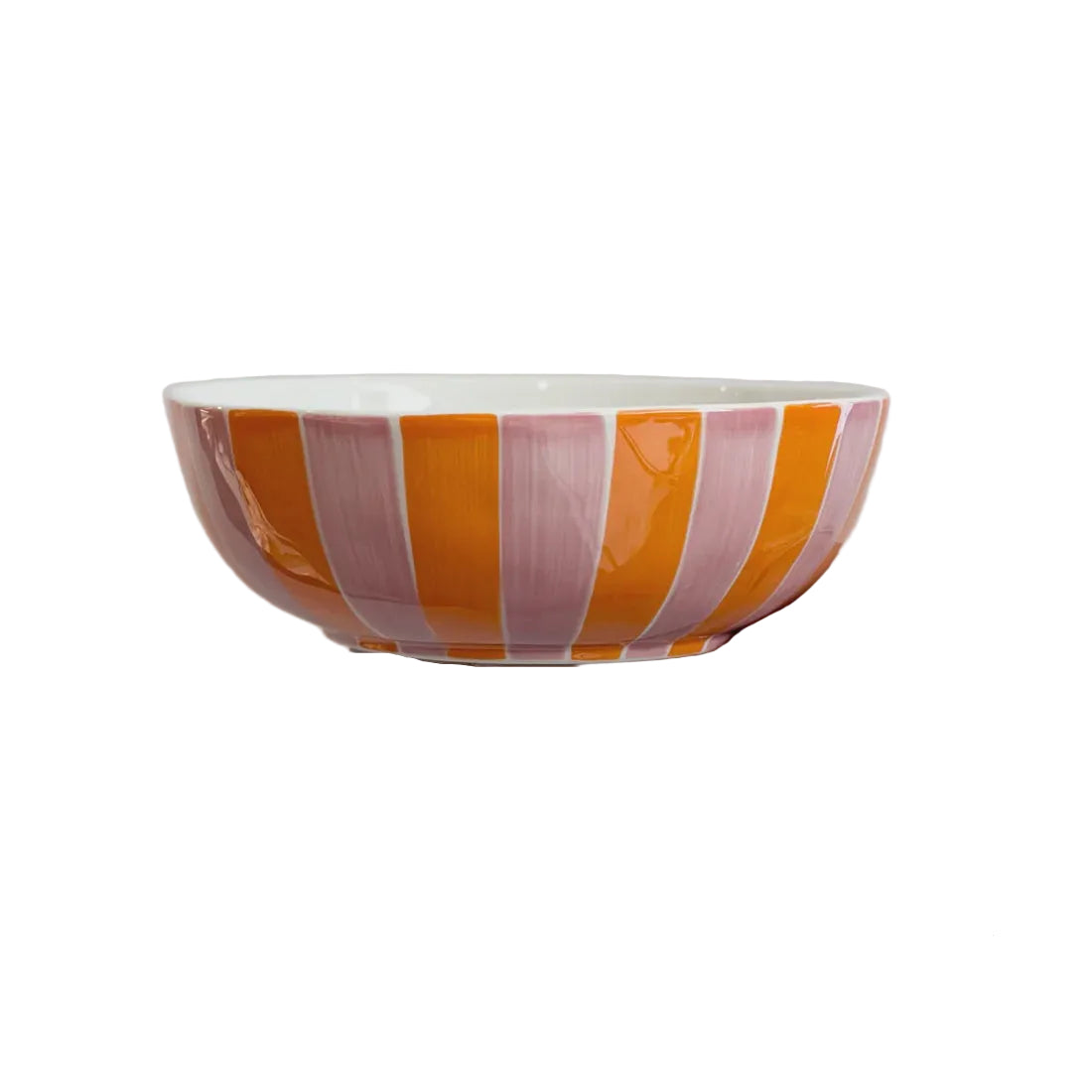 Ceramic Salad Bowl - Pink & Orange Stripe | Noss & Co