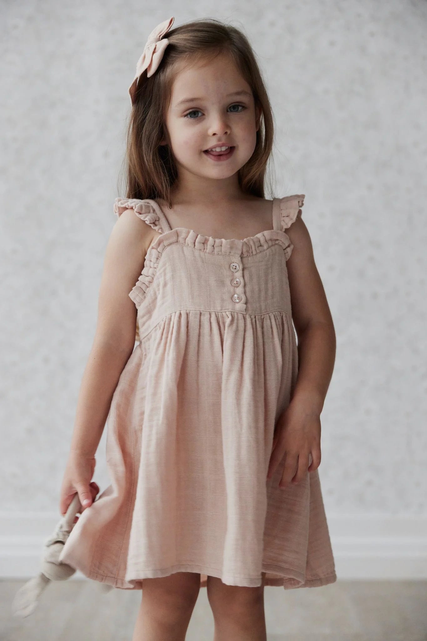 Organic Cotton Muslin Gemima Dress - Mauve Shadow Jamie Kay