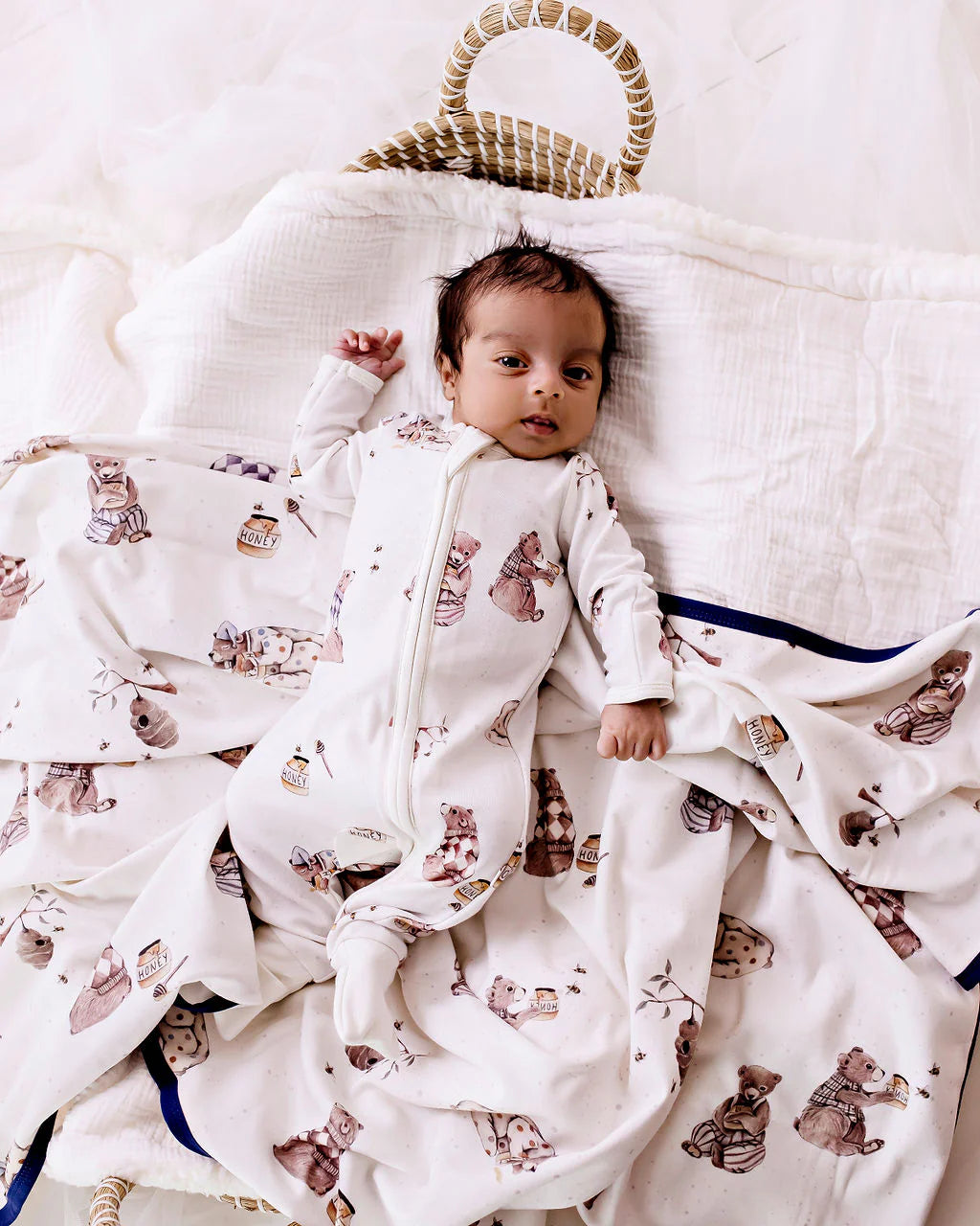 Bamboo Zipsuit || Honey Bears | Confetti Kidz