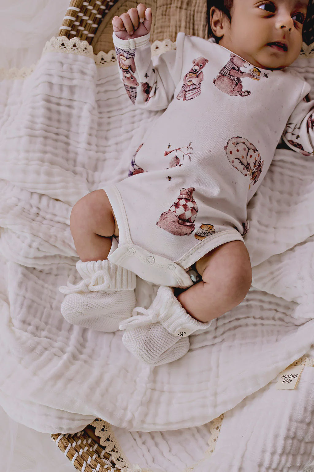Long Sleeve Bodysuit || Honey Bears | Confetti Kidz