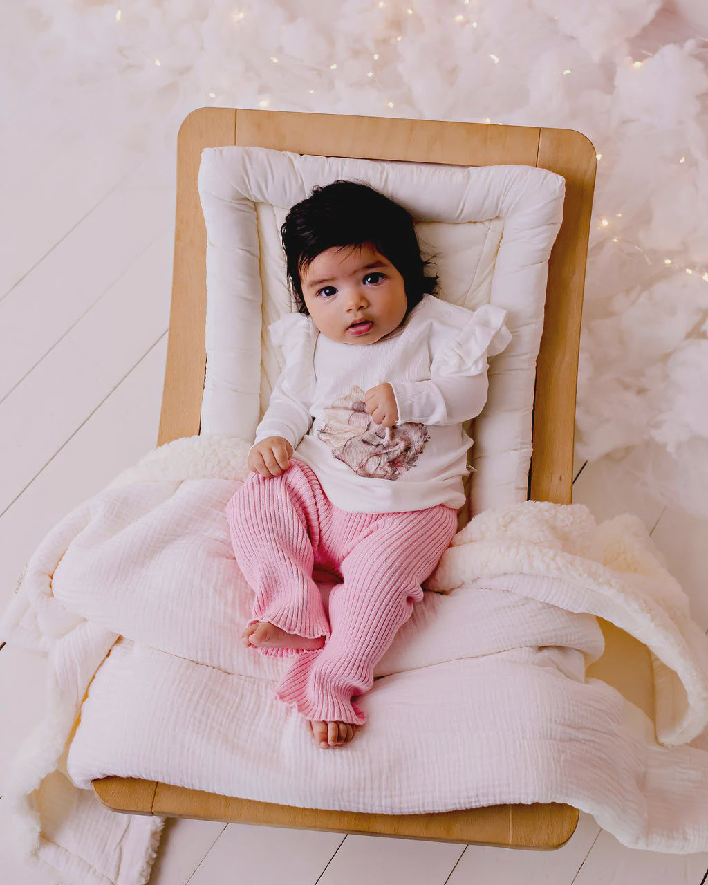 Frilly Ribbed Leggings || Blush | Confetti Kidz