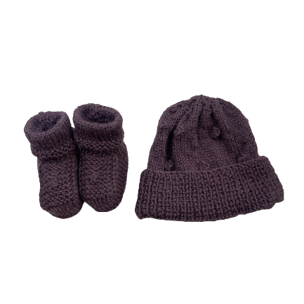 0-3M Purple Hat + Booties Set | Ida & Ish