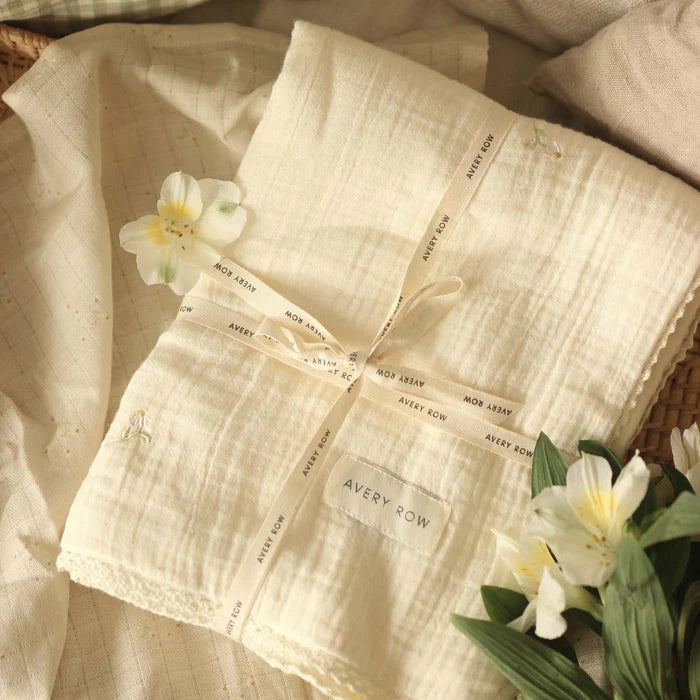 Embroidered Muslin Blanket | Avery Row