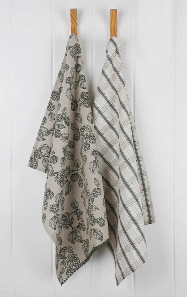 Berry Tea Towel - Olive - 2 Pack | Raine & Humble