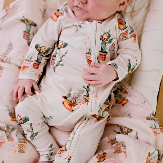 Bamboo Zipsuit - Happy Cactus | Confetti Kidz