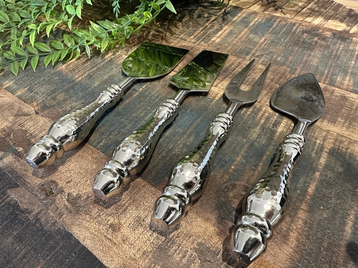 Hammered Effect Cheese Knife Set/4 | Blue Goose Imports