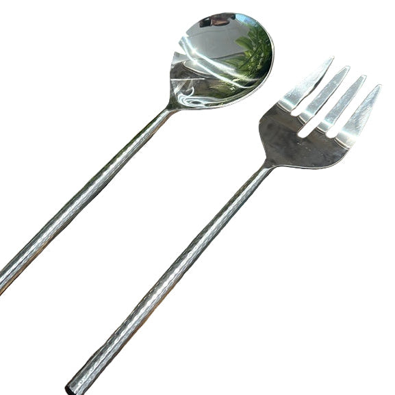 Round Hammered Handle Salad Servers | Blue Gooses Imports
