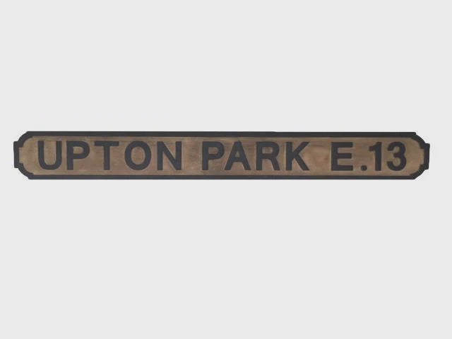 Upton Park Wooden Road Sign | Blue Goose Imports