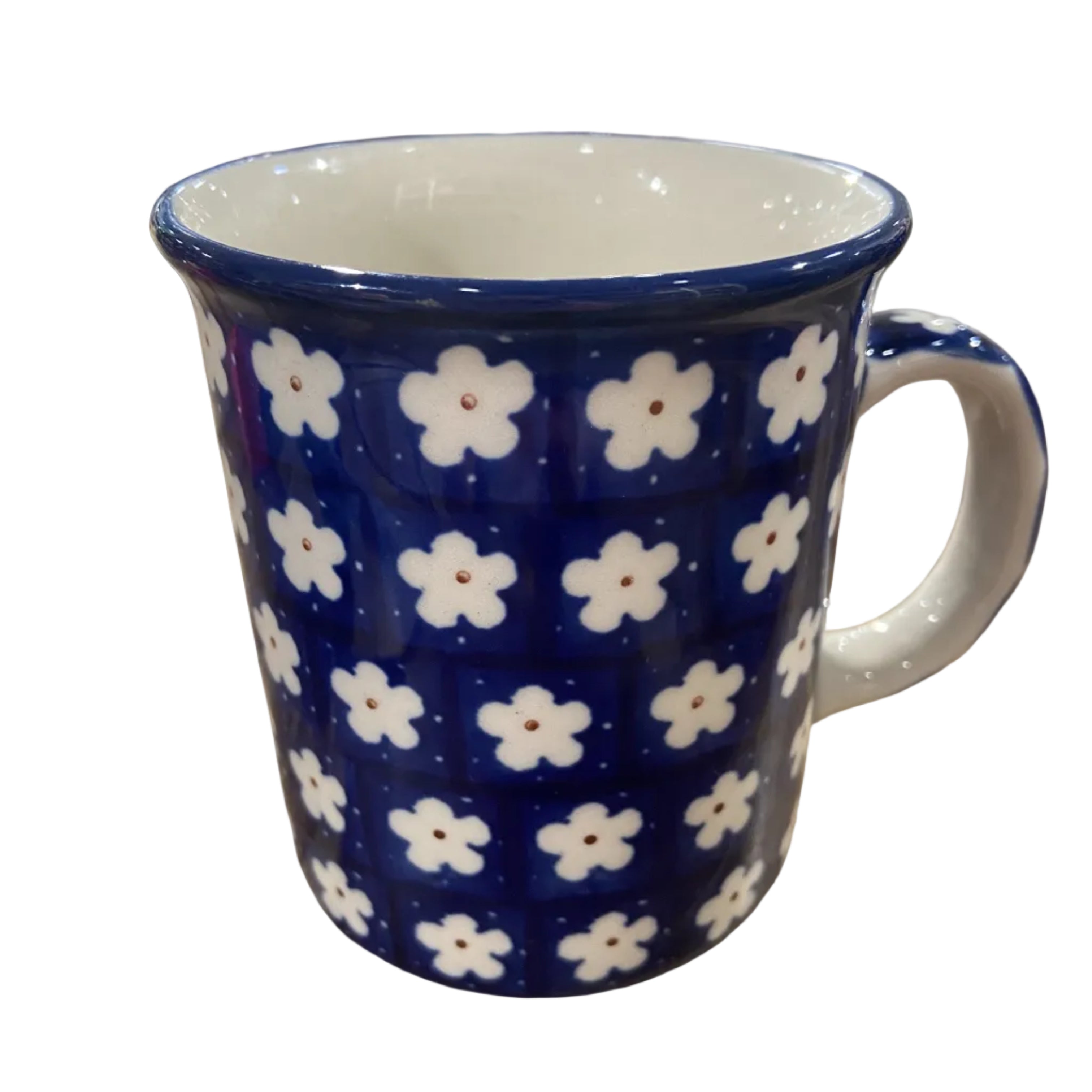 Mug - Straight Sides - Daisy - Blue White Daisy | Polish Ceramics