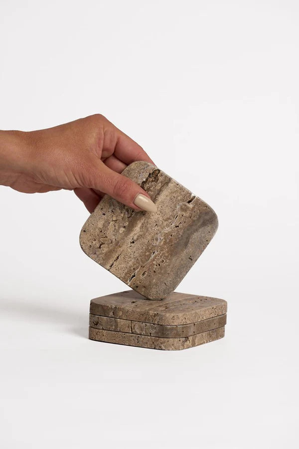 Stone Coasters - Grey Travertine | Ned Collections