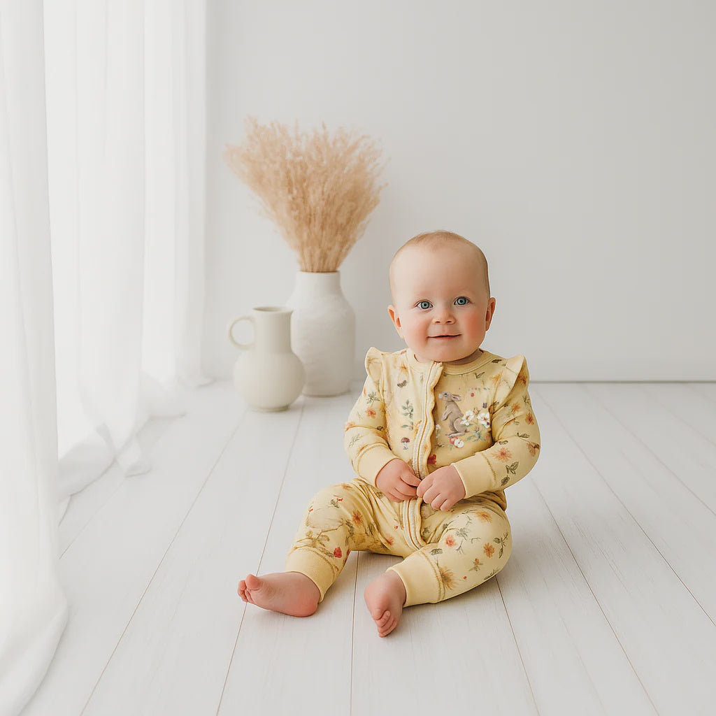 Bamboo Zipsuit - In the Meadow | Confetti Kidz