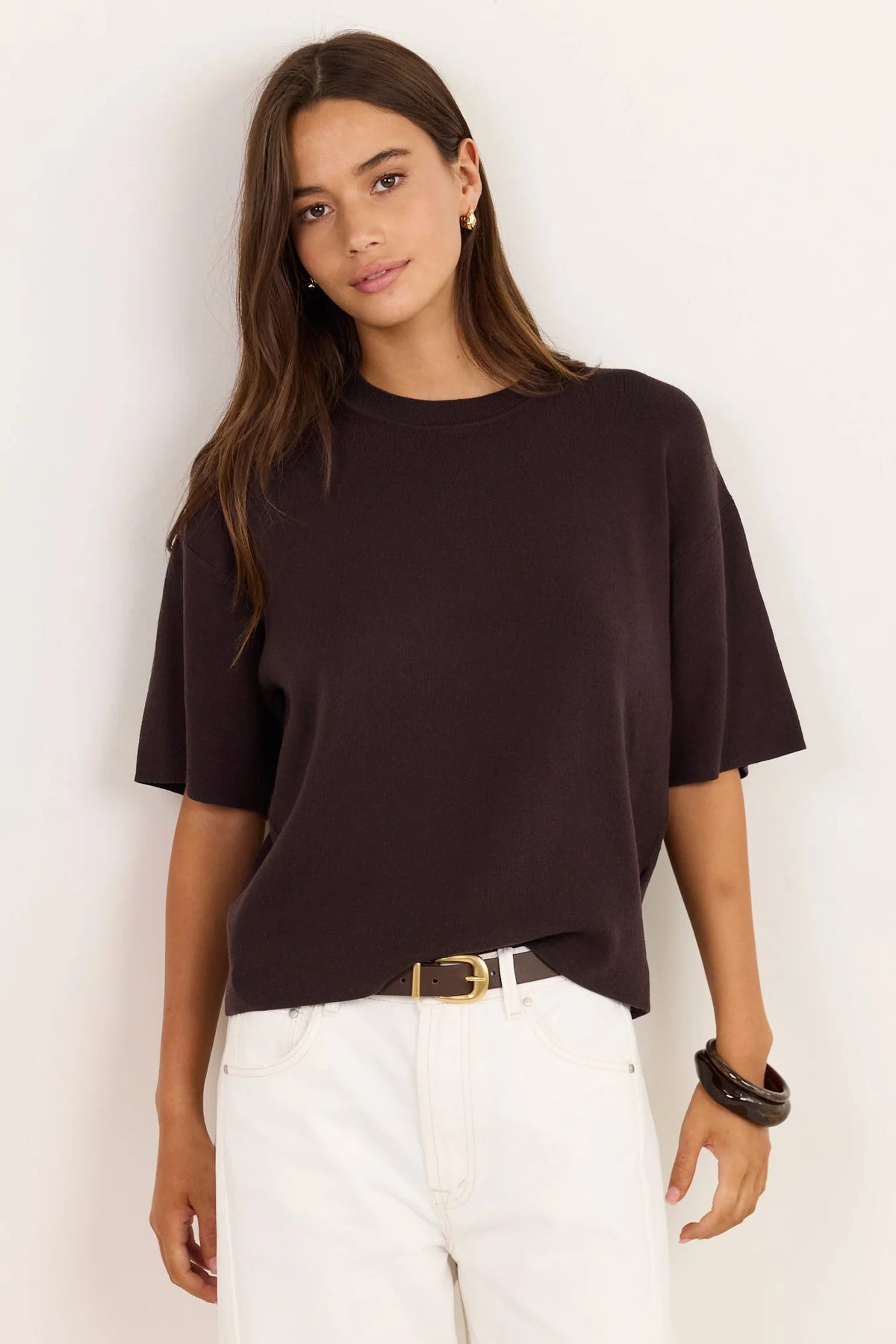 Intrepid Chocolate Relaxed Knit Tee | Stories be Told