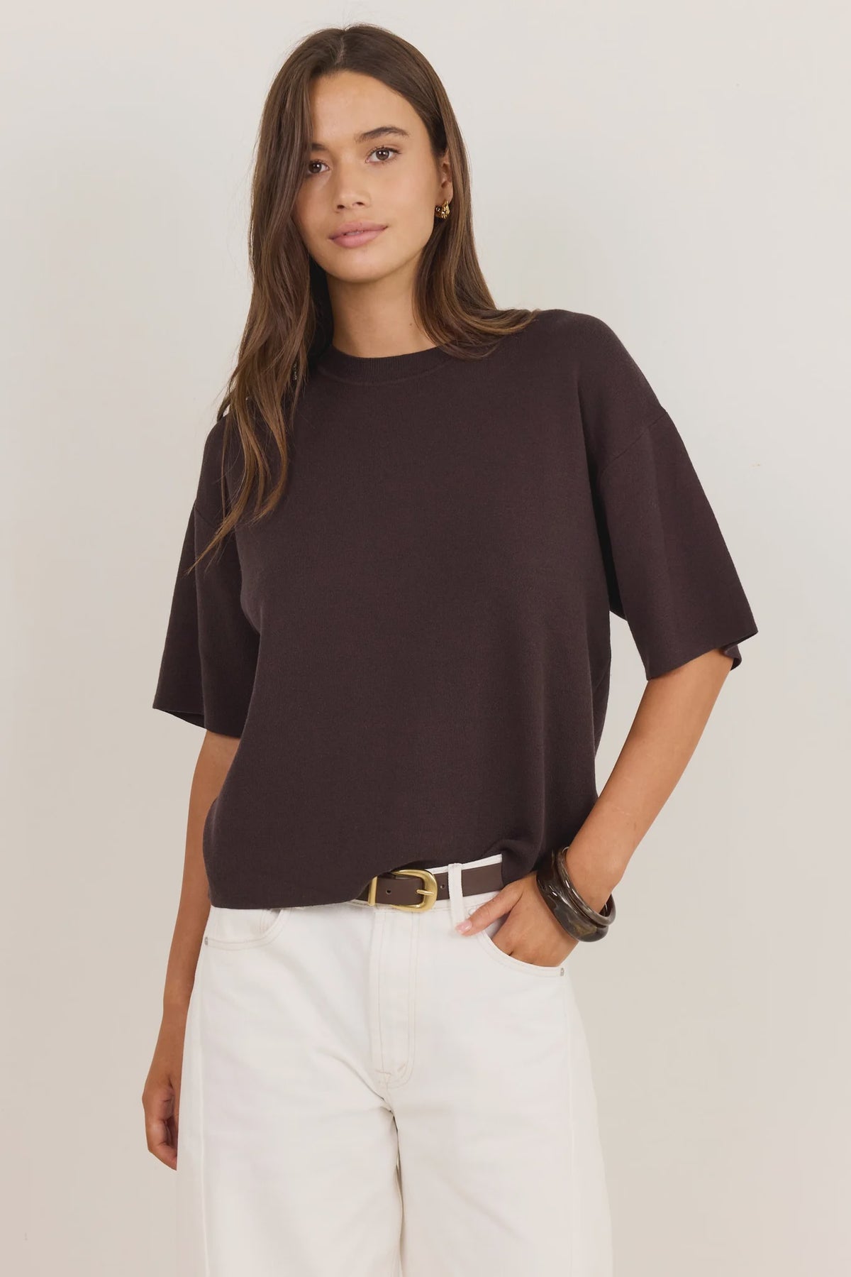 Intrepid Chocolate Relaxed Knit Tee | Stories be Told