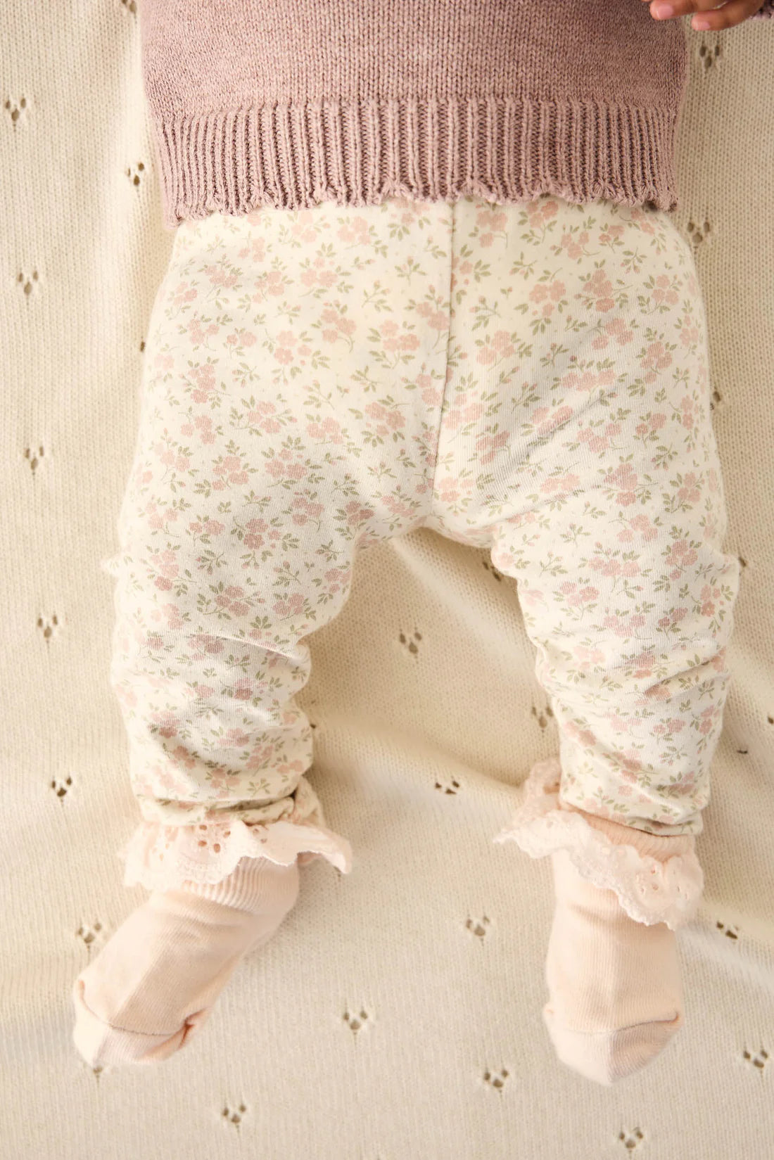 Organic Cotton Everyday Legging - Rosalie Floral Mauve | Jamie Kay