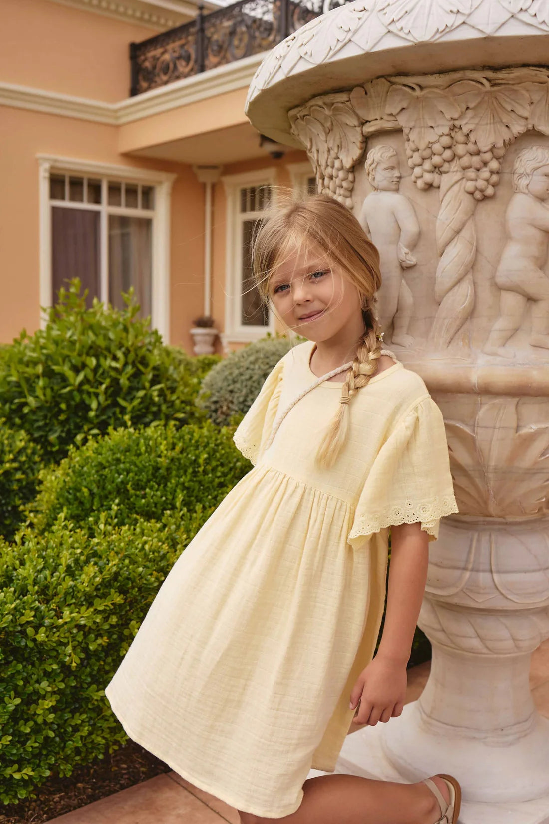 Organic Cotton Muslin Phillipa Dress - Sunshine | Jamie Kay