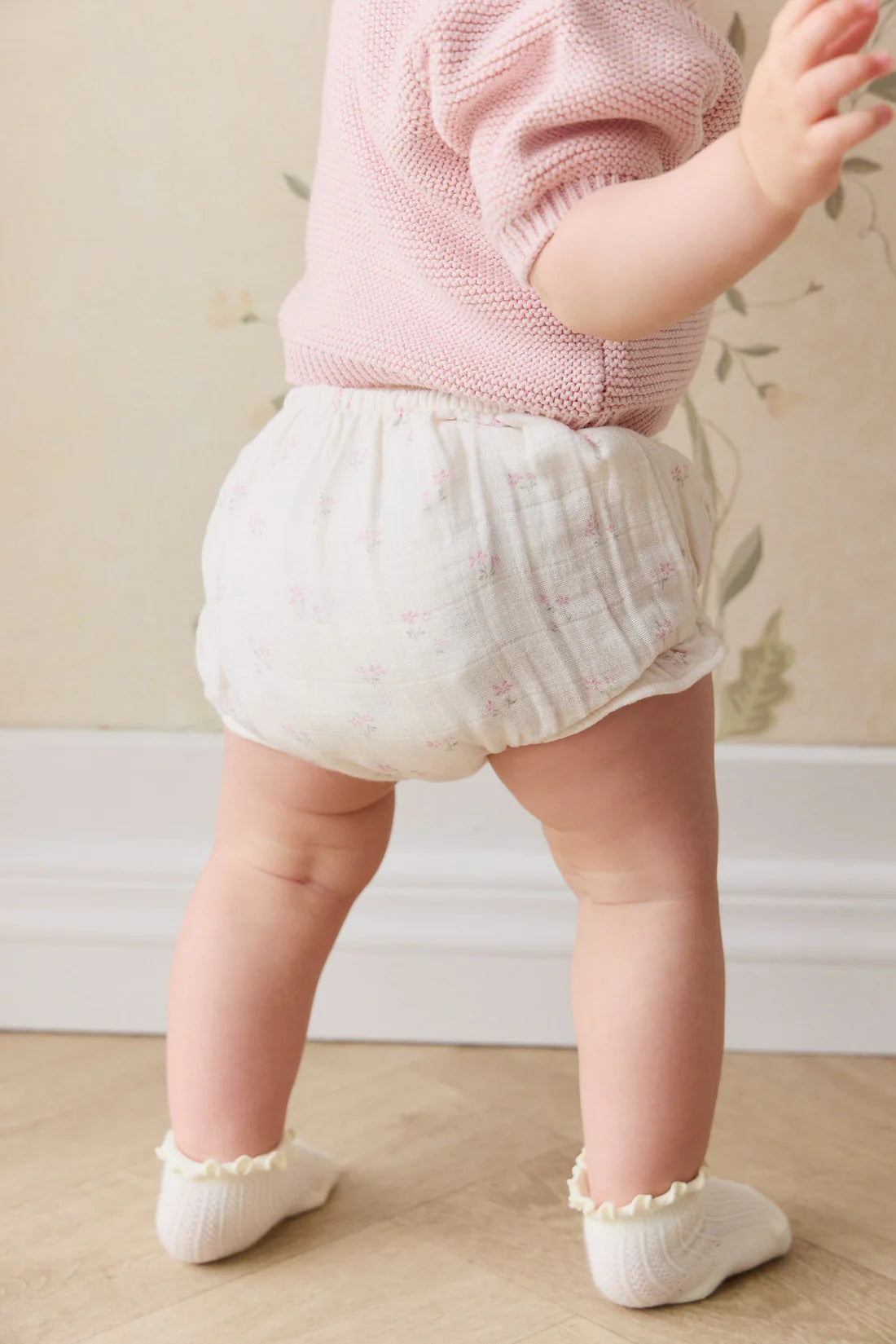 Organic Cotton Muslin Frill Bloomer | Pauline Pink | Jamie Kay