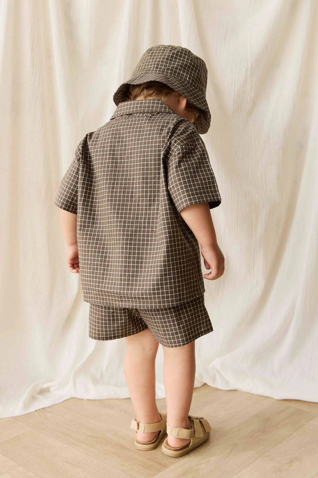 Organic Cotton Silas Shirt | Coffee Grid | Jamie Kay