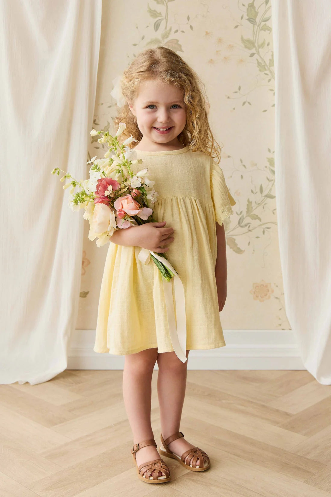 Organic Cotton Muslin Phillipa Dress - Sunshine | Jamie Kay