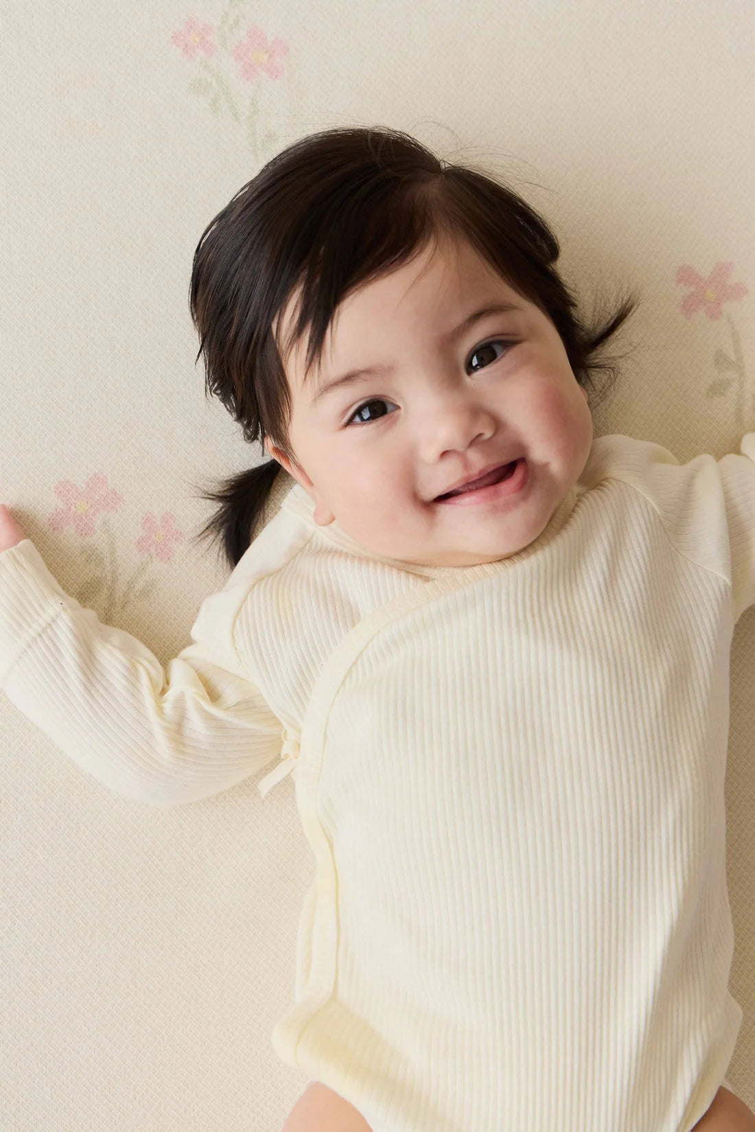 Organic Cotton Modal Marina Long Sleeve Bodysuit - Parchment | Jamie Kay