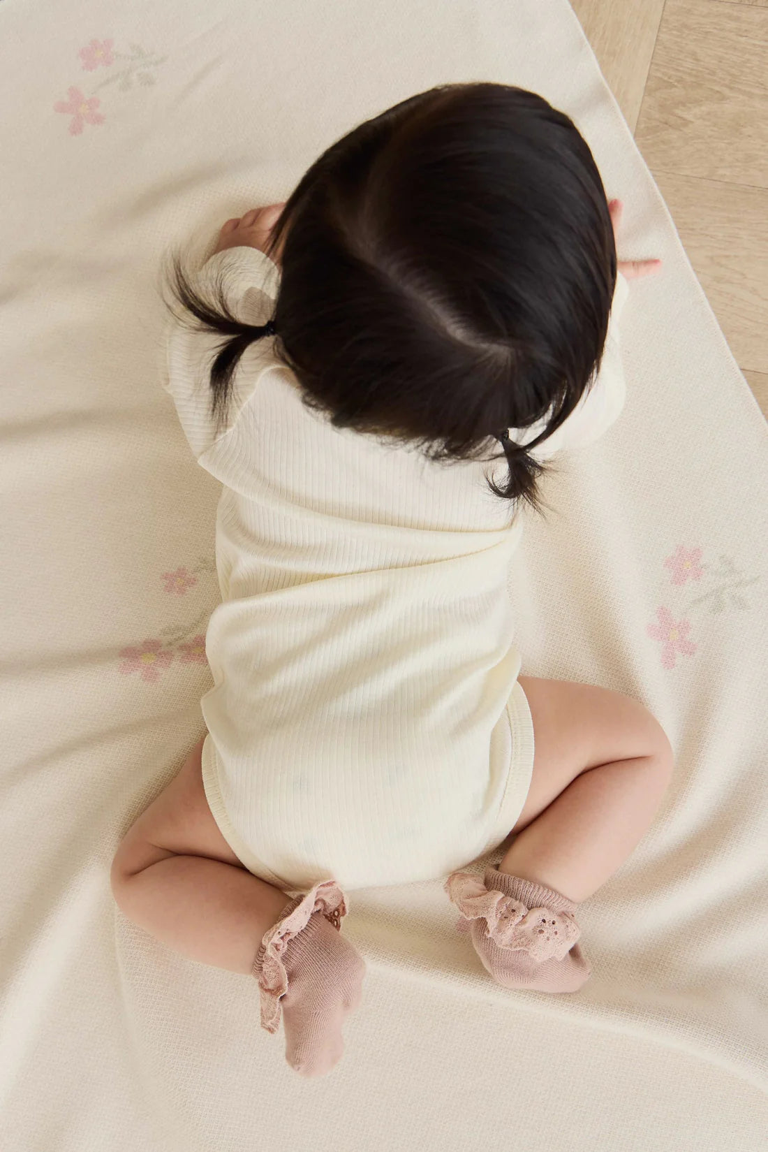 Organic Cotton Modal Marina Long Sleeve Bodysuit - Parchment | Jamie Kay
