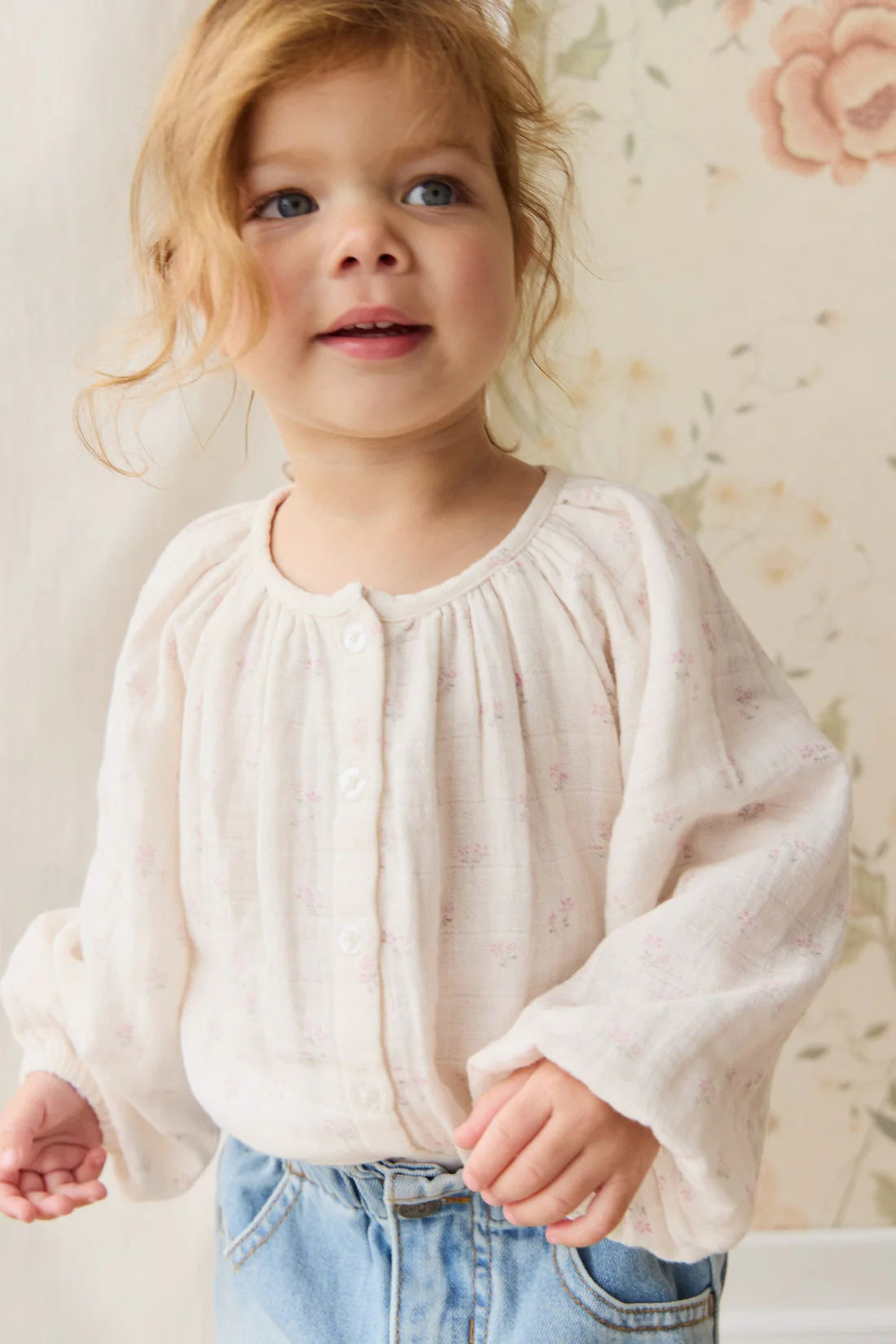 Organic Cotton Muslin Heather Blouse - Pauline Pink | Jamie Kay
