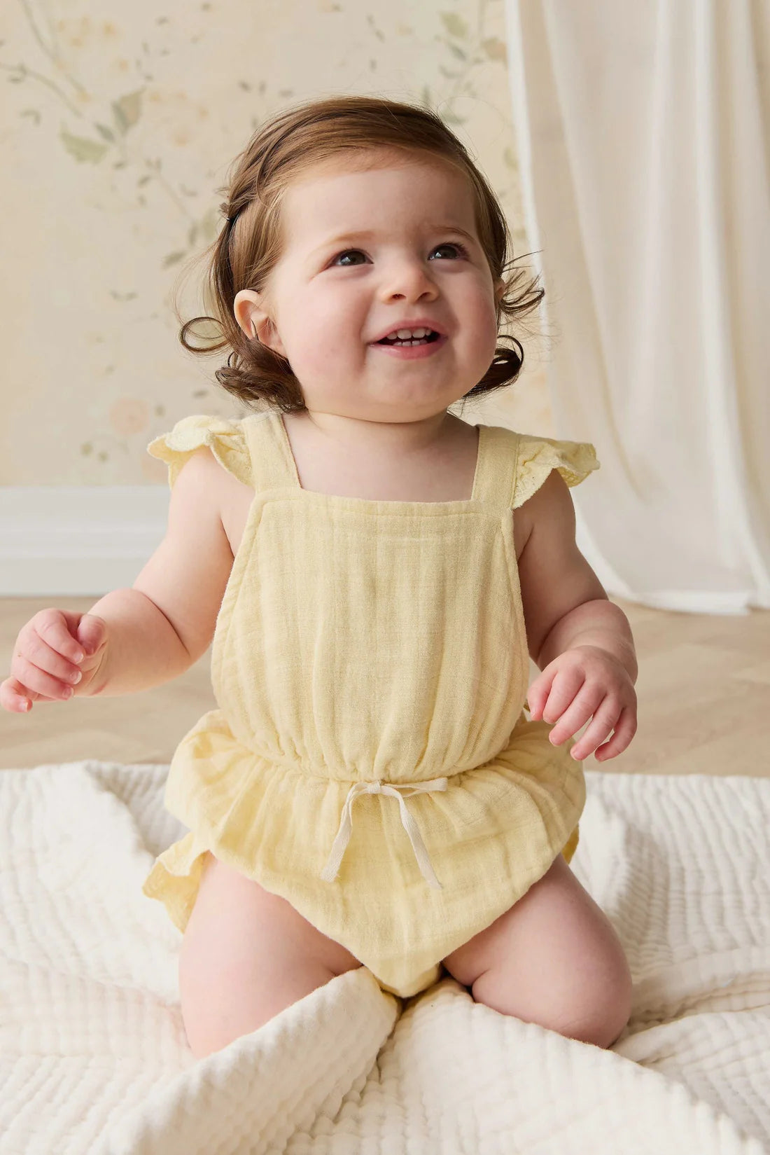 Organic Cotton Muslin Luciana Playsuit - Sunshine | Jamie Kay