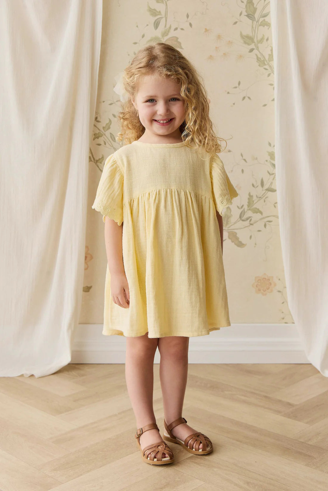 Organic Cotton Muslin Phillipa Dress - Sunshine | Jamie Kay