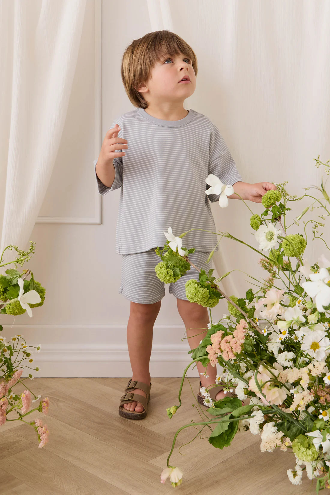 Pima Cotton Wesley Tee - Fine Stripe Missouri/Parchment | Jamie Kay