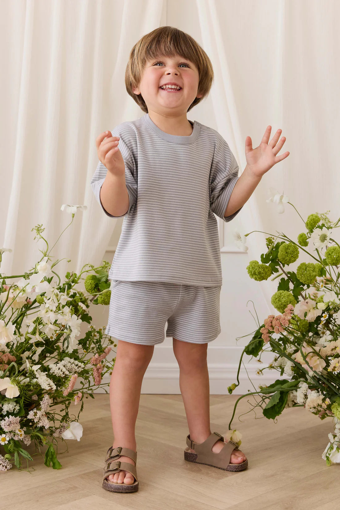 Pima Cotton Wesley Tee - Fine Stripe Missouri/Parchment | Jamie Kay