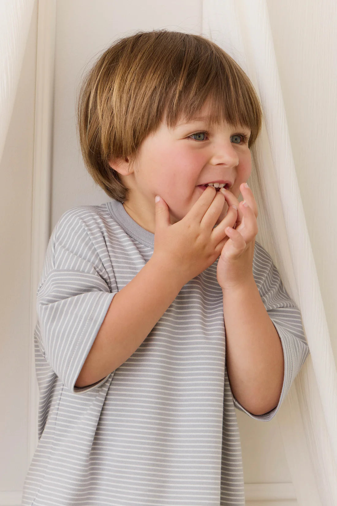 Pima Cotton Wesley Tee - Fine Stripe Missouri/Parchment | Jamie Kay