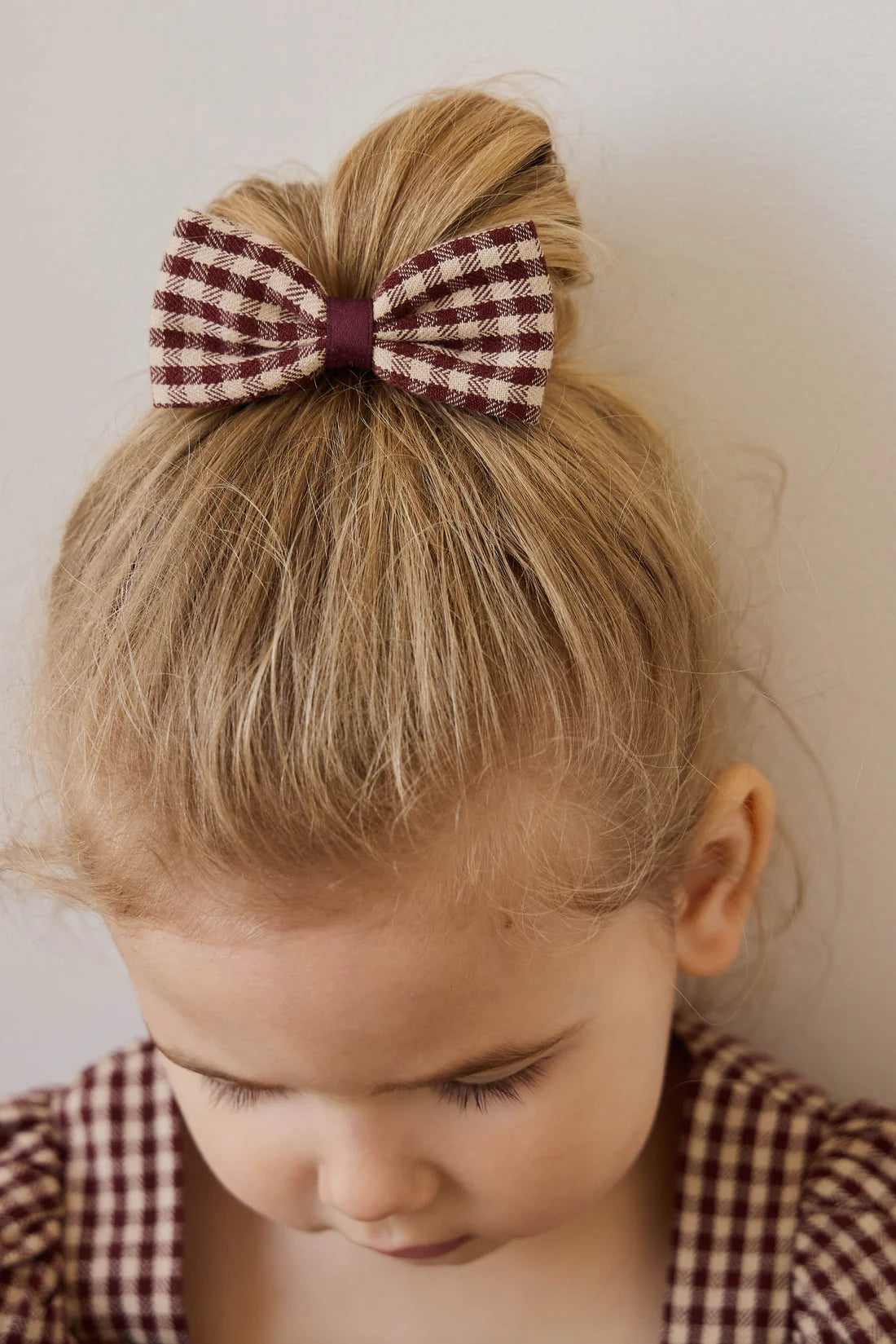 Organic Cotton Desiree Bow - Cinnamon Gingham | Jamie Kay