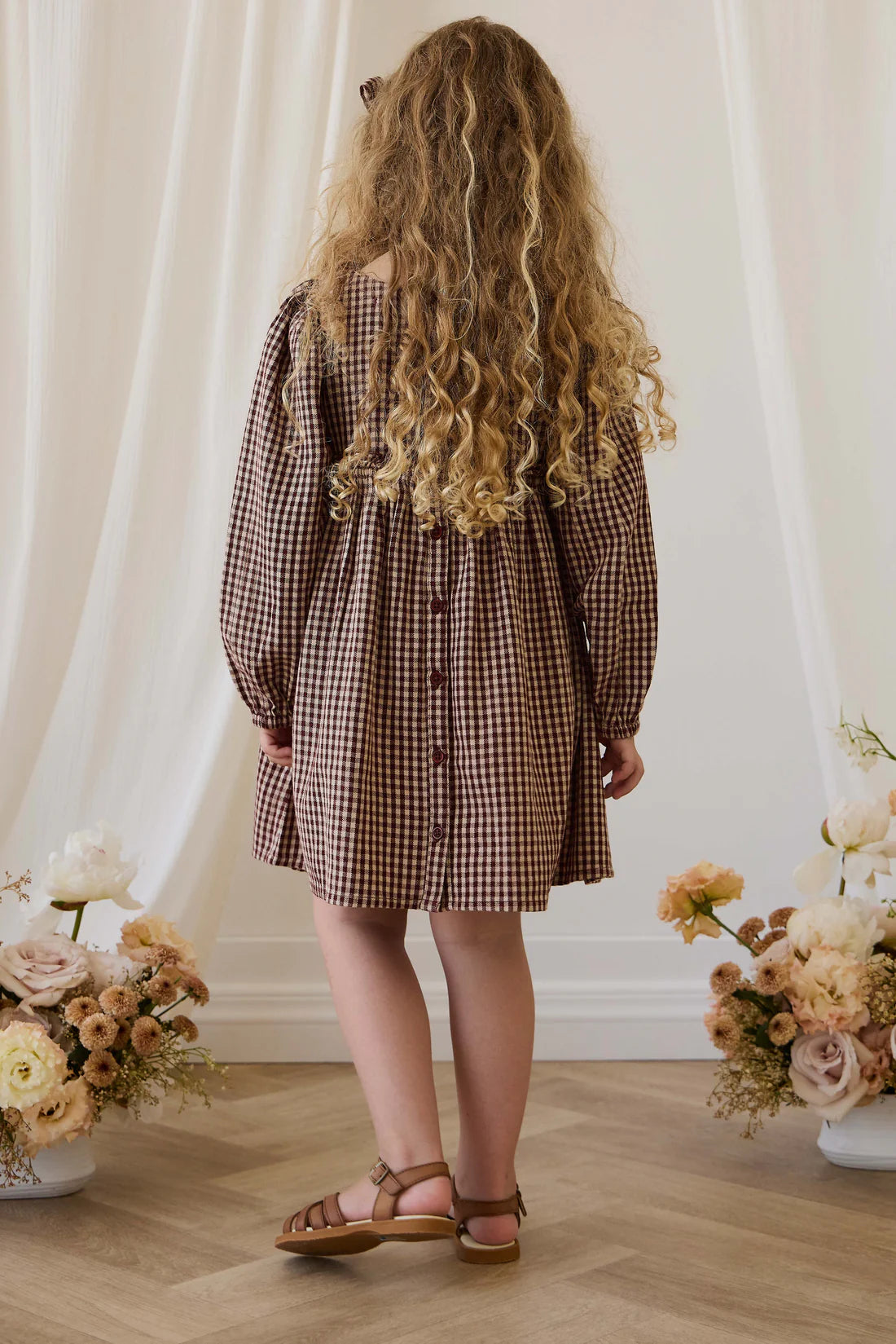 Organic Cotton Cecile Dress - Cinnamon Gingham | Jamie Kay