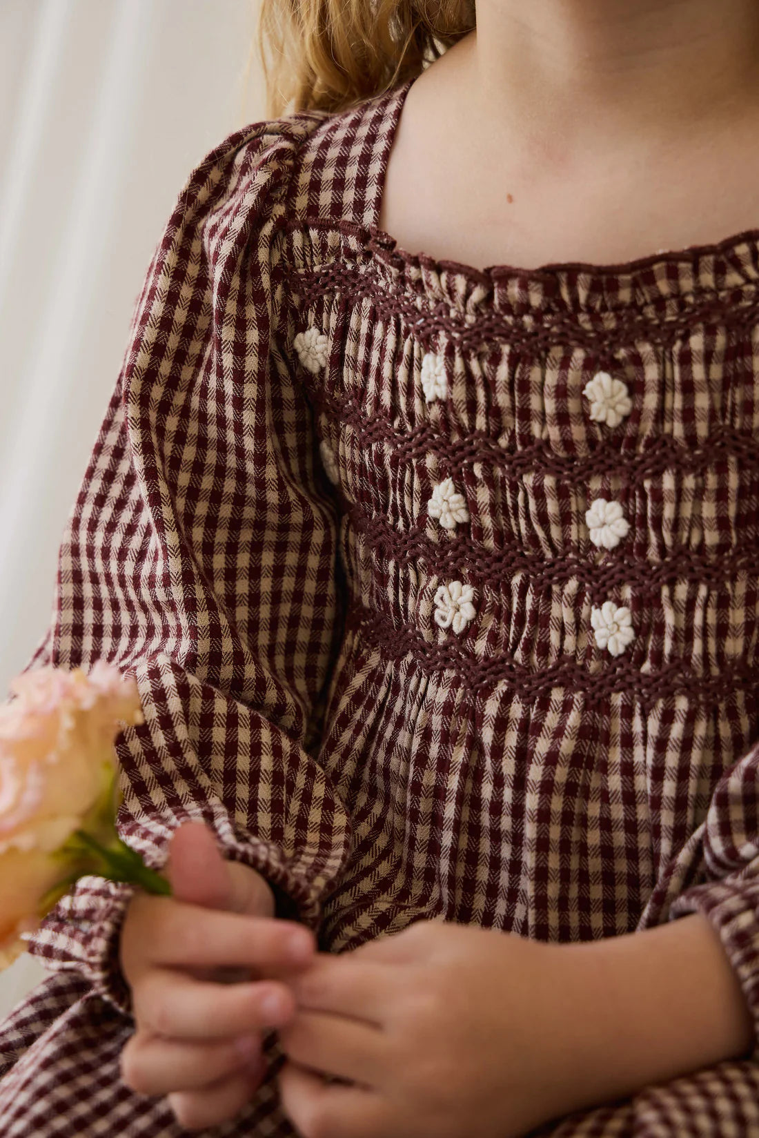 Organic Cotton Cecile Dress - Cinnamon Gingham | Jamie Kay